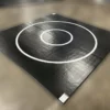 AK Athletic Equipment Martial Arts Clearance 10' X 10' X 1 3/8" Roll-Up Wrestling Mat Black With White Circles And No Starting Lines