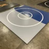 AK Athletic Equipment Clearance 10' X 10' X 1 3/8" Roll-Up Wrestling Mat Blue And Grey With White Circles Martial Arts