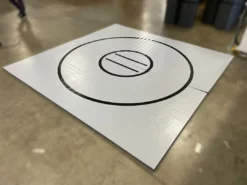 AK Athletic Equipment Clearance 10' X 10' X 1 3/8" Roll-Up Wrestling Mat Grey With Black Circles Martial Arts