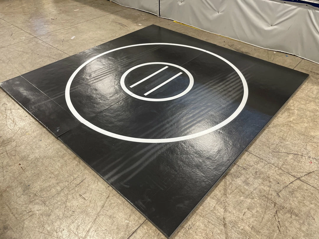 AK Athletic Equipment Clearance Wrestling Mat 10' X 10' Black With White Circles Martial Arts 1 AK Athletic Equipment Clearance Wrestling Mat 10' X 10' Black With White Circles Martial Arts