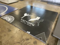 AK Athletic Equipment Clearance 115” X 10’ Black Mat With Logo Error Roll-Up Mat Print Flaw Martial Arts