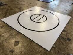 AK Athletic Equipment Remnant 117” X 10' X 1 3/8" Roll-Up WRESTLING MAT Mat Gray With Black Circles And Starting Lines Martial Arts