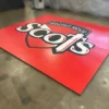 AK Athletic Equipment Clearance Wrestling Mat 12’ 1/2” X 10’ 11” X 1 3/8" Roll-Up Mat Red Mat With Logo Martial Arts