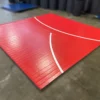 AK Athletic Equipment Clearance Wrestling Mat 12' X 12' X 1 3/8" Roll-Up Mat Red With White Martial Arts