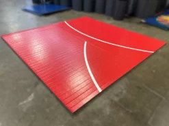AK Athletic Equipment Clearance Wrestling Mat 12' X 12' X 1 3/8" Roll-Up Mat Red With White Martial Arts
