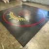 AK Athletic Equipment CLEARANCE 14' X 14' X 1 3/8" Roll Up Wrestling Mat - Black With Red Circles And Logo Wrestling Mats