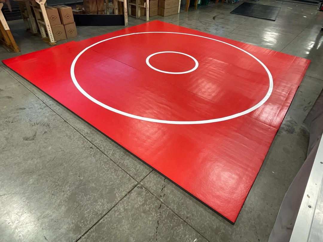 AK Athletic Equipment Martial Arts Clearance Wrestling 14' X 14' X 1 3/8" Roll-Up Mat Vinyl Flaw Red With White Circles 1 AK Athletic Equipment Martial Arts Clearance Wrestling 14' X 14' X 1 3/8" Roll-Up Mat Vinyl Flaw Red With White Circles