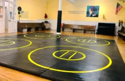 AK Athletic Equipment 20' X 20' X 1 3/8" Roll-Up Wrestling Mat With Four Practice Circles Wrestling Mats