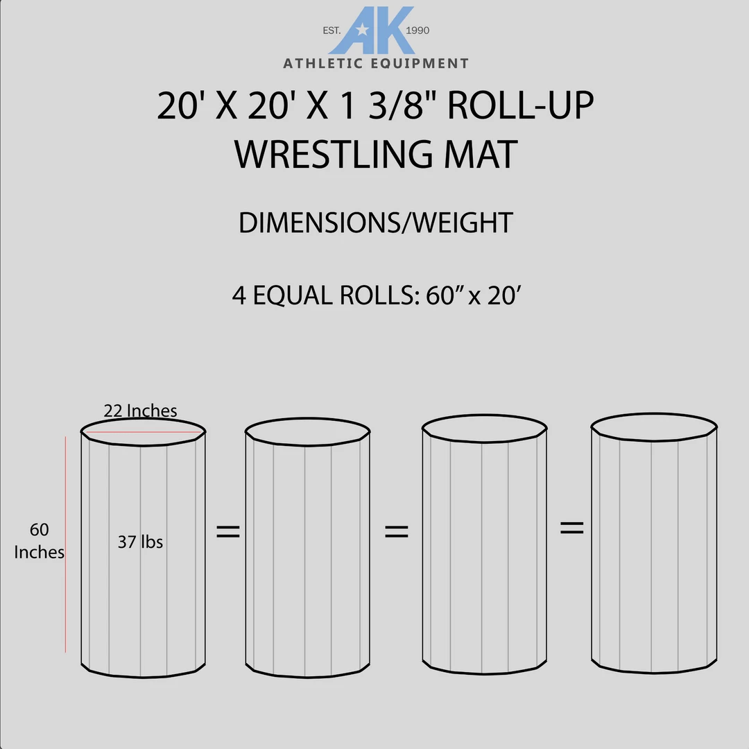 AK Athletic Equipment 20' X 20' X 1 3/8" Roll-Up Wrestling Mat Wrestling Mats 7 AK Athletic Equipment 20' X 20' X 1 3/8" Roll-Up Wrestling Mat Wrestling Mats