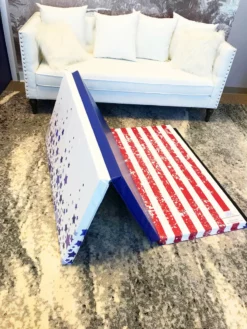 AK Athletic Equipment Folding Mats Clearance Red White And Blue 4' X 6' X 2" Intermediate Level Folding Gymnastics Mat