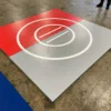 AK Athletic Equipment Martial Arts Clearance 8' X 8' X 1 3/8" Roll-Up Wrestling Mat Red And Gray With White Circles