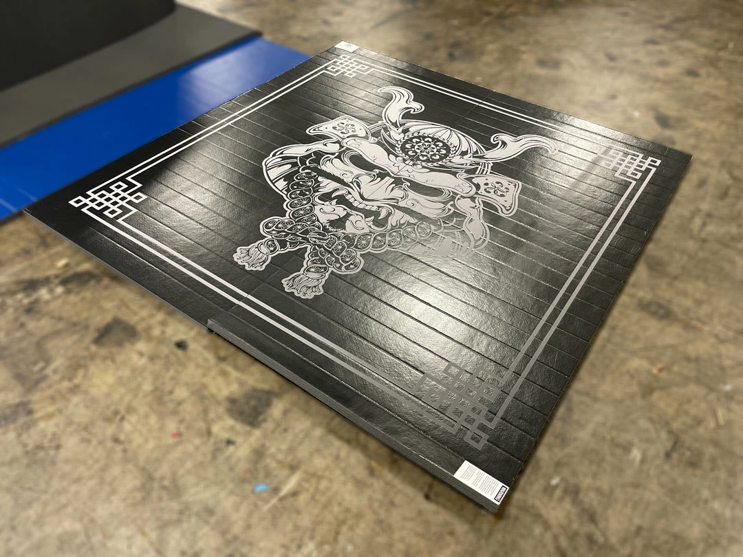 AK Athletic Equipment Martial Arts Clearance 8' X 8' X 1 3/8" Samurai Roll-Up Wrestling Mat Logo Vinyl Flaw 1 AK Athletic Equipment Martial Arts Clearance 8' X 8' X 1 3/8" Samurai Roll-Up Wrestling Mat Logo Vinyl Flaw
