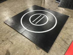 AK Athletic Equipment Martial Arts Clearance 93" X 92" X 1 3/8" Roll-Up Wrestling Mat Black With White Circles