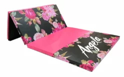 AK Athletic Equipment Black And Pink Peony 4' X 8' Folding Gymnastics Mat Folding Mats
