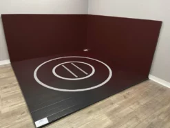 AK Athletic Equipment Instant Wrestling Room 8' X 8' Wrestling Mat And Removable Roll Up Wall Pads Package