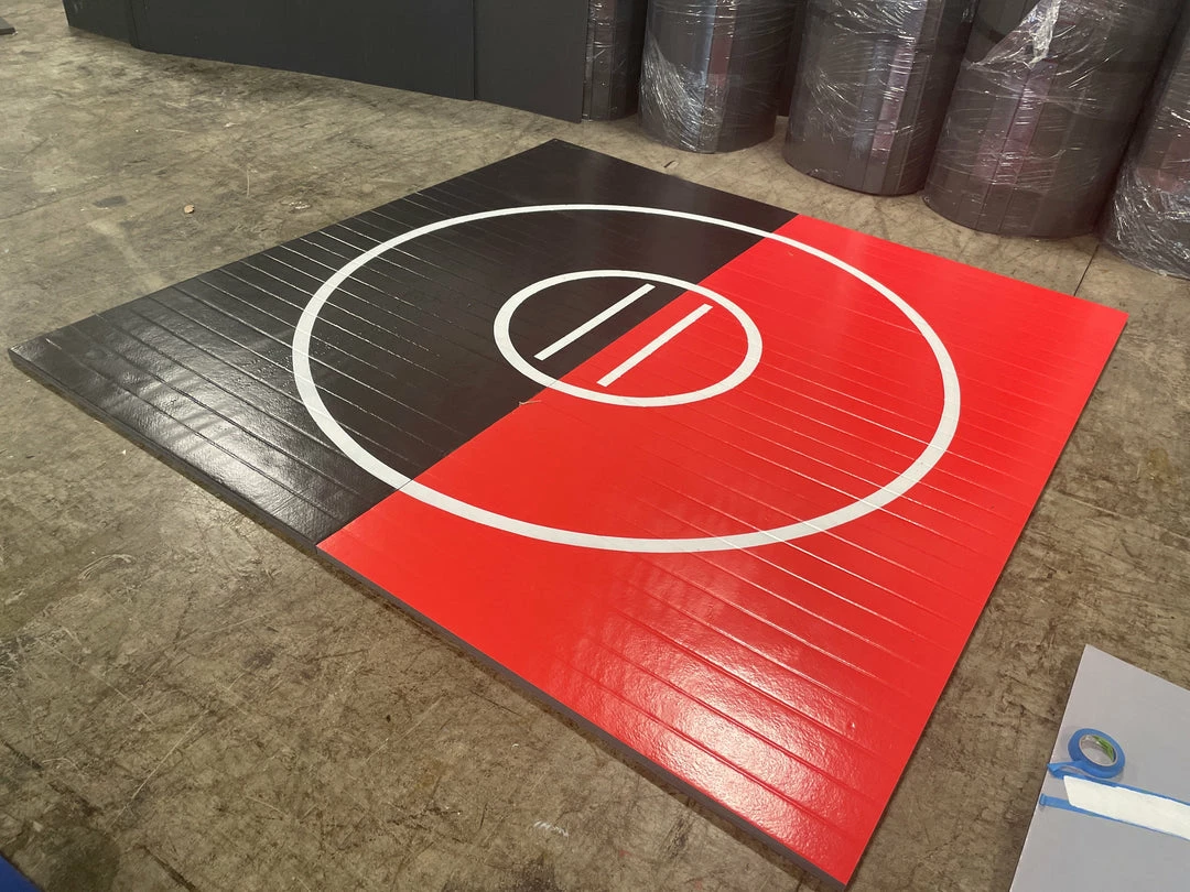 AK Athletic Equipment Clearance 10' X 10' X 1 3/8" Roll-Up Wrestling Mat Black&Red W/ White Circles - Indentation / Cosmetic Flaws Martial Arts 1 AK Athletic Equipment Clearance 10' X 10' X 1 3/8" Roll-Up Wrestling Mat Black&Red W/ White Circles - Indentation / Cosmetic Flaws Martial Arts