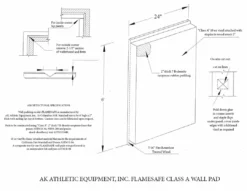 AK Athletic Equipment FlameSafe "Class A" Fire Rated Wood Backed Gym Wall Padding Panels 2' X 6'
