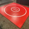 AK Athletic Equipment Martial Arts Clearance 118.5" X 10' X 1 3/8" Roll-Up Wrestling Mat Red With White Circles