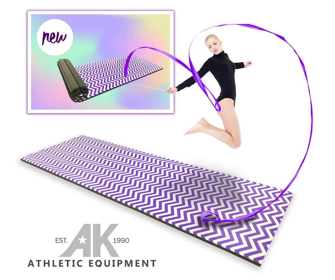 AK Athletic Equipment Roll Up Chevron Zigzag 4' X 12' X 1 3/8" Advanced Level Gymnastics Mat Folding Mats 1 AK Athletic Equipment Roll Up Chevron Zigzag 4' X 12' X 1 3/8" Advanced Level Gymnastics Mat Folding Mats