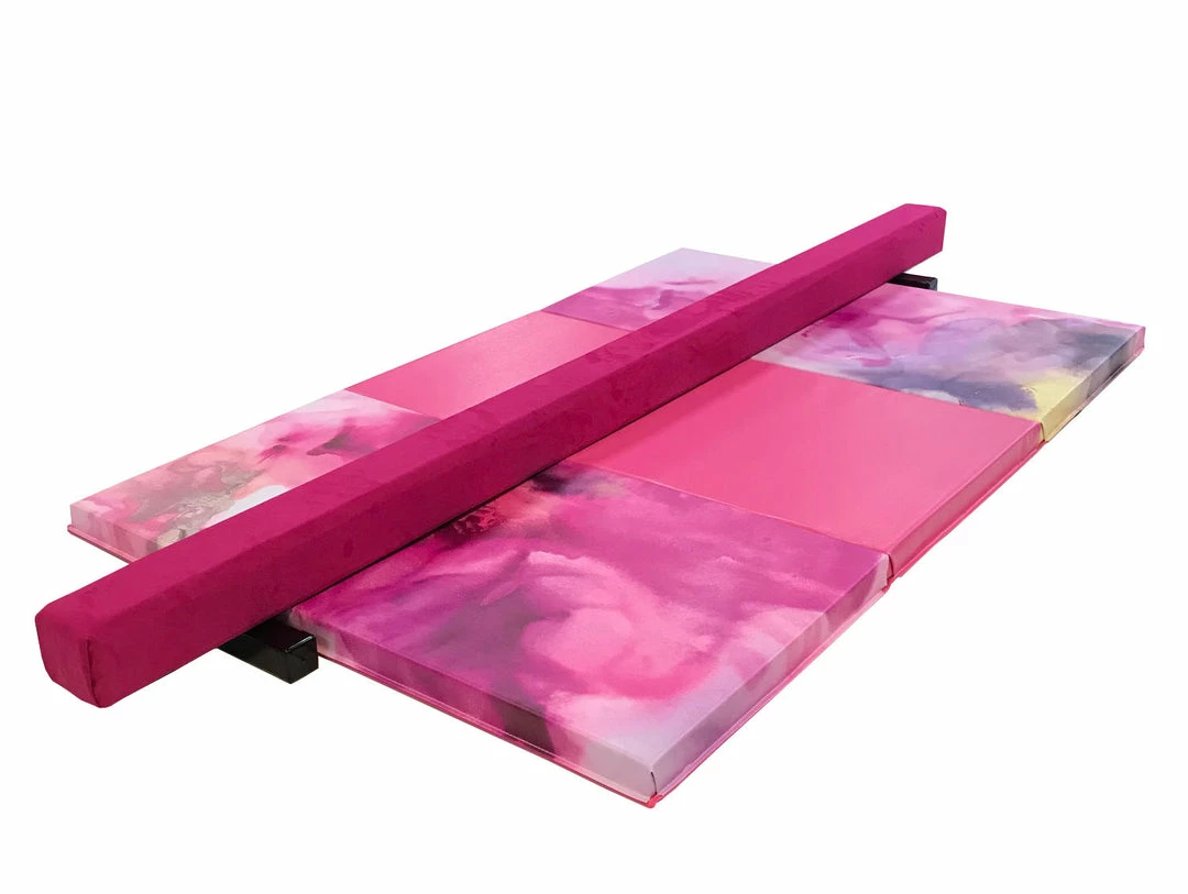 AK Athletic Equipment Pink Watercolor Gymnastics Balance Beam And Folding Mat Combo Package 1 AK Athletic Equipment Pink Watercolor Gymnastics Balance Beam And Folding Mat Combo Package