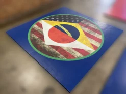 AK Athletic Equipment Martial Arts Clearance 8' X 8' X 1 3/8" Roll-Up Wrestling Mat Logo Flaw