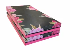 AK Athletic Equipment Black And Pink Peony 4' X 8' Folding Gymnastics Mat Folding Mats