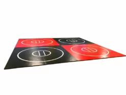 AK Athletic Equipment Black And Red 8 Section 20' X 20' X 1 3/8" Roll-Up Wrestling Mat With Four Practice Circles