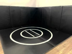 AK Athletic Equipment Black Clearance Instant Wrestling Room - 8' X 8' Wrestling Mat And Removable Folding Wall Pads Package