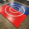 AK Athletic Equipment Martial Arts Clearance 8' X 8' X 1 3/8" Roll-Up Wrestling Mat Blue And Red Vinyl Flaw