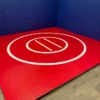 AK Athletic Equipment Blue & Red Clearance Instant Wrestling Room - 8' X 8' Wrestling Mat And Removable Folding Wall Pads Package Wrestling Mats