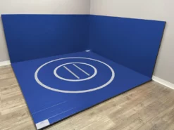 AK Athletic Equipment Instant Wrestling Room 8' X 8' Wrestling Mat And Removable Roll Up Wall Pads Package