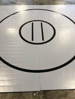 AK Athletic Equipment Remnant 117” X 10' X 1 3/8" Roll-Up WRESTLING MAT Mat Gray With Black Circles And Starting Lines Martial Arts