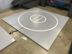 AK Athletic Equipment Clearance 10' X 10' X 1 3/8" Roll-Up Wrestling Mat Grey With White Circles Martial Arts