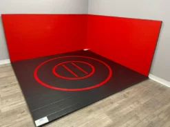 AK Athletic Equipment Wall Padding Instant Wrestling Room 10' X 10' Wrestling Mat And Removable Roll Up Wall Pads Package
