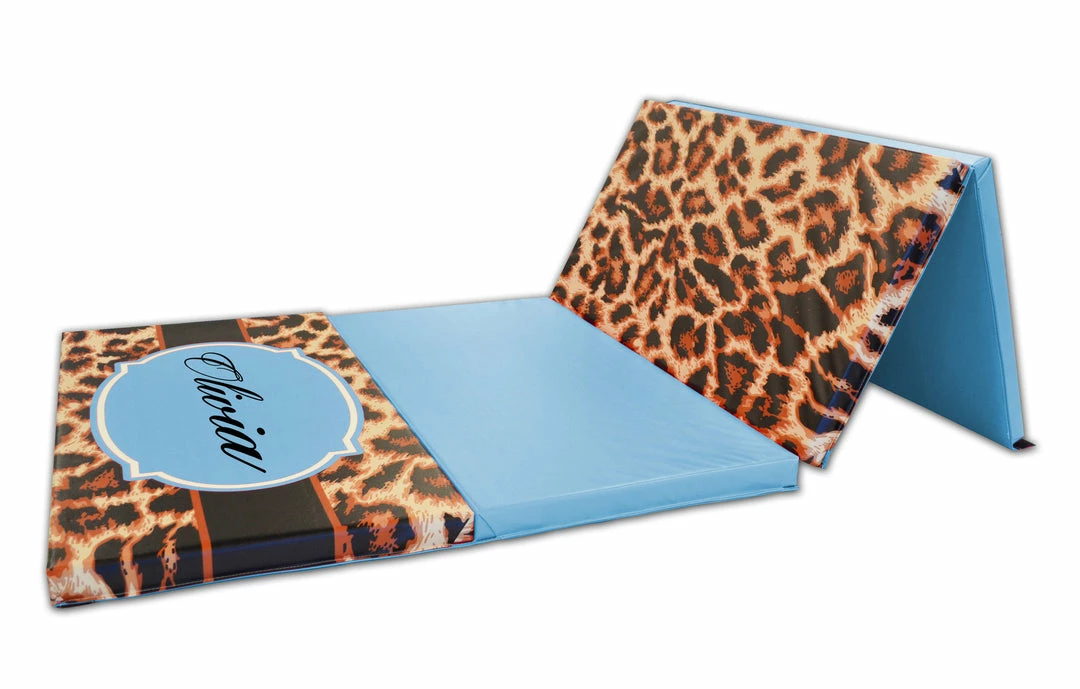 AK Athletic Equipment Leopard Print Monogram 4' X 8' Folding Gymnastics Mat 4 AK Athletic Equipment Leopard Print Monogram 4' X 8' Folding Gymnastics Mat