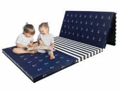 AK Athletic Equipment Folding Mats Limited Edition! Navy And White Nautical 4' X 8' X 2" Intermediate Level Folding Gymnastics Mat