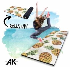 AK Athletic Equipment Roll Up Pineapple Print 4' X 12' X 1 3/8" Advanced Level Gymnastics Mat Folding Mats