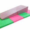 AK Athletic Equipment 4' X 8' X 2" Pink And Green Gymnastics Folding Mat And Pink Green Chevron Incline Combo Folding Mats
