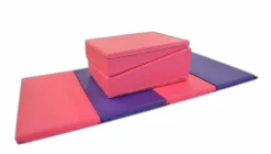 AK Athletic Equipment 4' X 8' X 2" Pink Purple Gymnastics Folding Mat And Pink Incline Combo Folding Mats