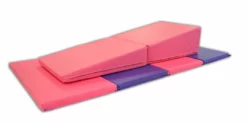 AK Athletic Equipment 4' X 8' X 2" Pink Purple Gymnastics Folding Mat And Pink Incline Combo Folding Mats