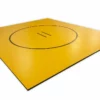 AK Athletic Equipment Wrestling Mats Yellow 176” X 17’ 3/4” X 1 3/8" Roll-Up Wrestling Mat With Black Circles
